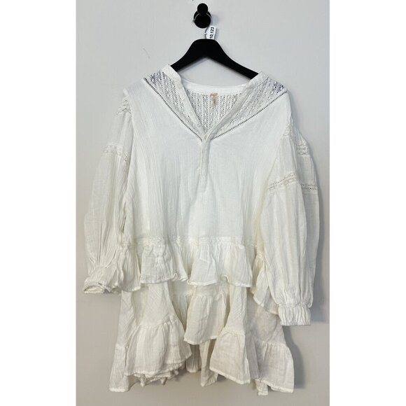 FREE PEOPLE Sachi Long Sleeve Ruffle Minidress in Ivory Size Small - Picture 6 of 16